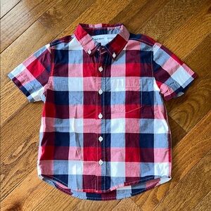 Old Navy Red White and Blue Plaid Button Down Shirt Size 5